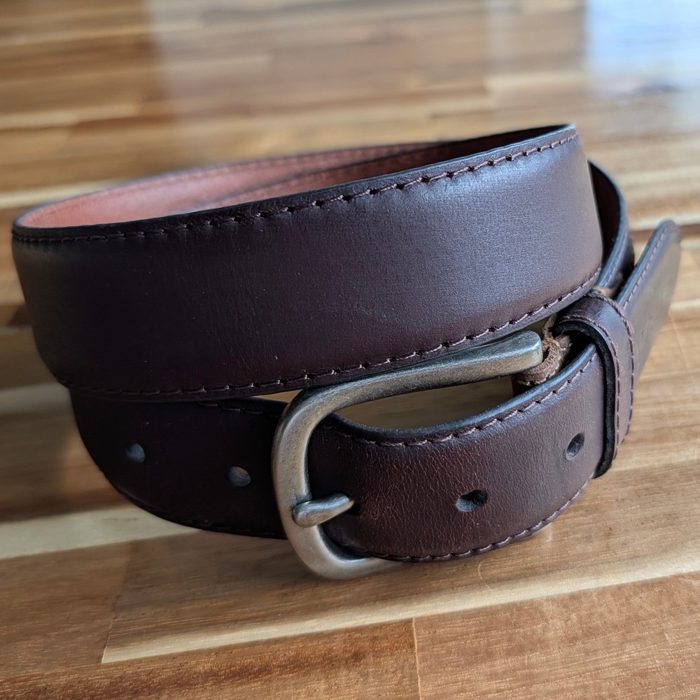Realtree Men's Brown Genuine Leather Belt Metal Logo Concho Buckle Size 36